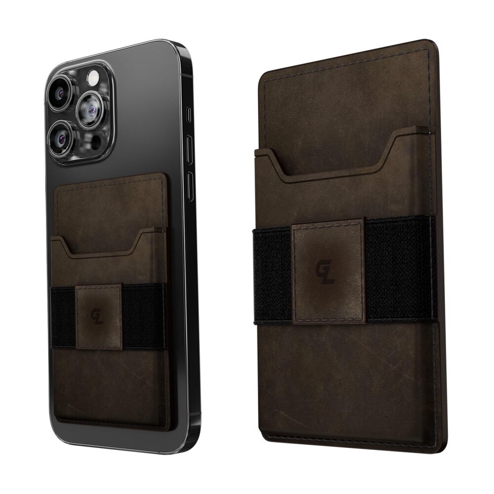 8136 Brown Leather Groove Wallet Go - 's Minimalist Interchangeable